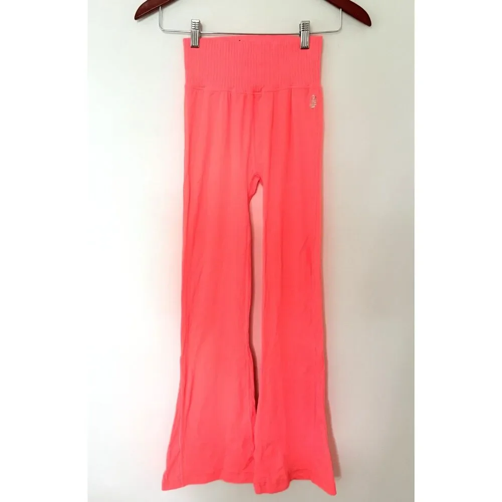 Free People Coral Pink Flare Leggings